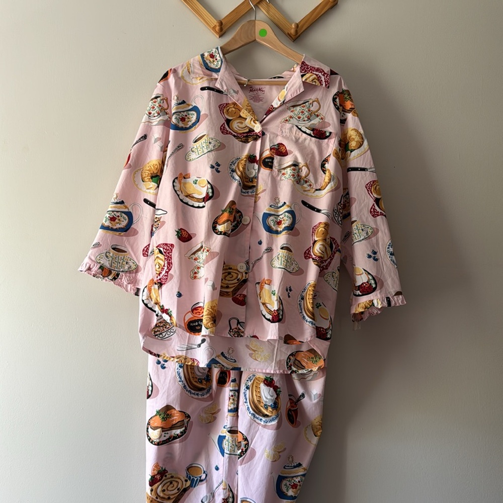Nick and Nora Breakfast themed cotton pajama set